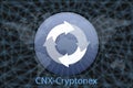 Cnx Cryptonex Abstract Cryptocurrency. With a dark background and a world map. Graphic concept for your design Royalty Free Stock Photo