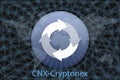 Cnx Cryptonex Abstract Cryptocurrency. With a dark background and a world map. Graphic concept for your design