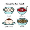 CNY celebration, Chinese New Year Desserts vector illustration