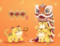 2022 CNY lion dance illustration