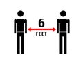 Stay 6 Feet Away Keep Your Distance Warning Sign COVID-19. Guidance on Community Social Distancing During Coronavirus Outbreak