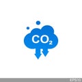 Co2, carbon dioxide emissions icon on white background Royalty Free Stock Photo