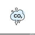 Co2, carbon dioxide emissions icon on white background