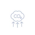 Co2, carbon emissions reduction vector line icon Royalty Free Stock Photo