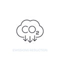 Co2, carbon emissions reduction, vector line icon Royalty Free Stock Photo