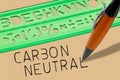 CO2 Carbon Neutral text written with plastic stencil on paper - concept image Royalty Free Stock Photo