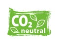 CO2. Carbon Neutral zero emission icon logo for climate change and green energy campaign. Eco green friendly rectangle sticker o