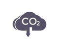 Co2 cloud, CO2 emissions logo design. Carbon gas cloud, dioxide pollution. Global ecology exhaust emission smog concept. Royalty Free Stock Photo