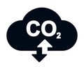 CO2 cloud icon, smoke pollutant damage, smog pollution concept, environmental pollution, emissions, carbon dioxide formula symbol