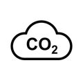 CO2 cloud icon, smoke pollutant damage, smog pollution concept, environmental pollution, emissions, carbon dioxide formula symbol