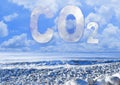 CO2 concept image against ocean and a cloudy sky Royalty Free Stock Photo