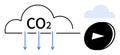 CO2 Emission Reduction Concept with Carbon Capture Cloud and Play Button Icon Royalty Free Stock Photo