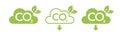 CO2 emission reduction neutrality concept icon set. Cloud shape banners with zero footprint, CO2 neutral. Green eco Royalty Free Stock Photo