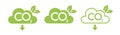 CO2 emission reduction neutrality concept icon set. Cloud shape banners with zero footprint, CO2 neutral. Green eco Royalty Free Stock Photo