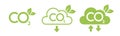 CO2 emission reduction neutrality concept icon set. Cloud shape banners with zero footprint, CO2 neutral. Green eco Royalty Free Stock Photo