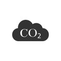 CO2 emissions in cloud icon isolated. Carbon dioxide formula symbol, smog pollution concept, environment concept