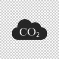 CO2 emissions in cloud icon isolated on transparent background. Carbon dioxide formula symbol, smog pollution concept Royalty Free Stock Photo