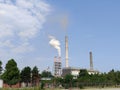 pollution emitted on the chimney by the coal-fired power plant Royalty Free Stock Photo