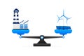 CO2 emissions. Eco compensation to reduce CO2. Zero emissions or carbon dioxide emission. Neutral balance. Scales with