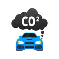 Co2 emissions icon. Carbon dioxide. Car CO2 cloud. Royalty Free Stock Photo