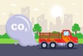 CO2 emissions from an old truck. air pollution from cars.