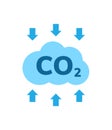 CO2 emissions vector icon. Carbon gas cloud, dioxide pollution. Global ecology exhaust emission smog concept Royalty Free Stock Photo