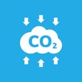 CO2 emissions vector icon. Carbon gas cloud, dioxide pollution. Global ecology exhaust emission smog concept