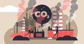 CO2 emissions vector illustration. Flat tiny air pollution persons concept.