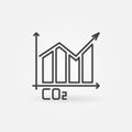 CO2 Graph Bar Chart with Arrow vector thin line icon