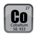 Co 27 highlight. Cobaltum detail 58.933. Twenty seven spelled. Fifty eight point nine three three measure.