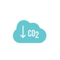 CO2 Icon. Cloud Carbon Dioxide Emissions Arrows Down Illustration. Pollution of air and the environment. Stock vector illustration Royalty Free Stock Photo
