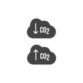 CO2 Icon. Cloud Carbon Dioxide Emissions Arrows Up Down Illustration. Pollution of air and the environment. Stock vector Royalty Free Stock Photo