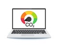co2 indicator. ecology with a cloud on a laptop.