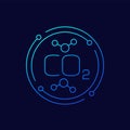 co2 molecules icon, carbon dioxide linear design Royalty Free Stock Photo