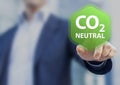 CO2 neutral commitment in business, finance and industry to reduce carbon dioxide emissions and limit global warming and climate Royalty Free Stock Photo