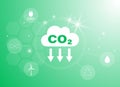CO2 neutral green CO2 neutral, Zero carbon emission. zero footprint, net zero tax credit. Green cloud shape ecology environment Royalty Free Stock Photo