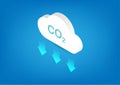 CO2 neutral. Net zero emission concept. Isometric cloud illustration. Royalty Free Stock Photo
