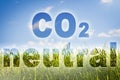 CO2 Neutral text - concept image against a rural scene