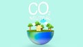 Co2 neutral text and earth for ecology concept 3d rendering