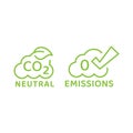 CO2 neutral and zero emissions cloud vector icon