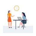 Vector Illustration artwork of Two females workers are doing conversation