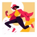 Vector Illustration Artwork A Woman is rushing quickly in life race. Royalty Free Stock Photo