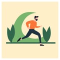 Vector Illustration Artwork The man in the orange t-shirt running in the park.