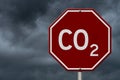 CO2 red stop sign road sign Royalty Free Stock Photo