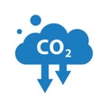 CO2 reduction cloud icon. CO2 emissions in cloud icon isolated on white background. Carbon dioxide formula, smog pollution concept Royalty Free Stock Photo