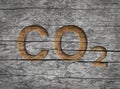 Co2 text in wood natural storage carbon dioxide emission