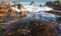 Co Thach Rock beach with wave in the sunlight morning Royalty Free Stock Photo