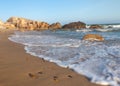 Co Thach Rock beach with wave in the sunlight morning Royalty Free Stock Photo