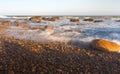 Co Thach Rock beach with wave in the sunlight morning Royalty Free Stock Photo