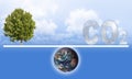 CO2 and tree balance on Earth - concept image.- Photo composition with image from NASA